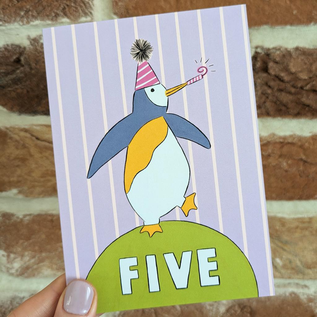 Birthday Penguin Card (Age 5)
