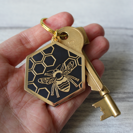Honeycomb & Bee Keyring