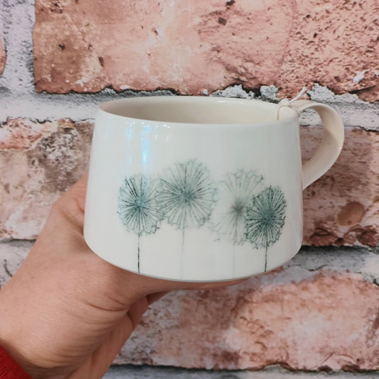 Medium White Monoprint Mug