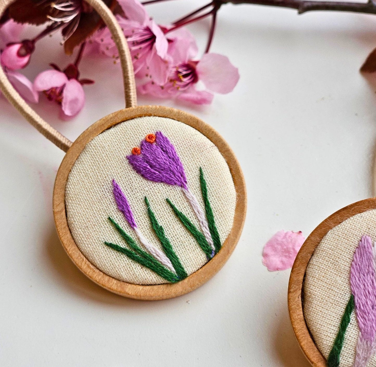 Embroidered Hair Ties Set of 2
