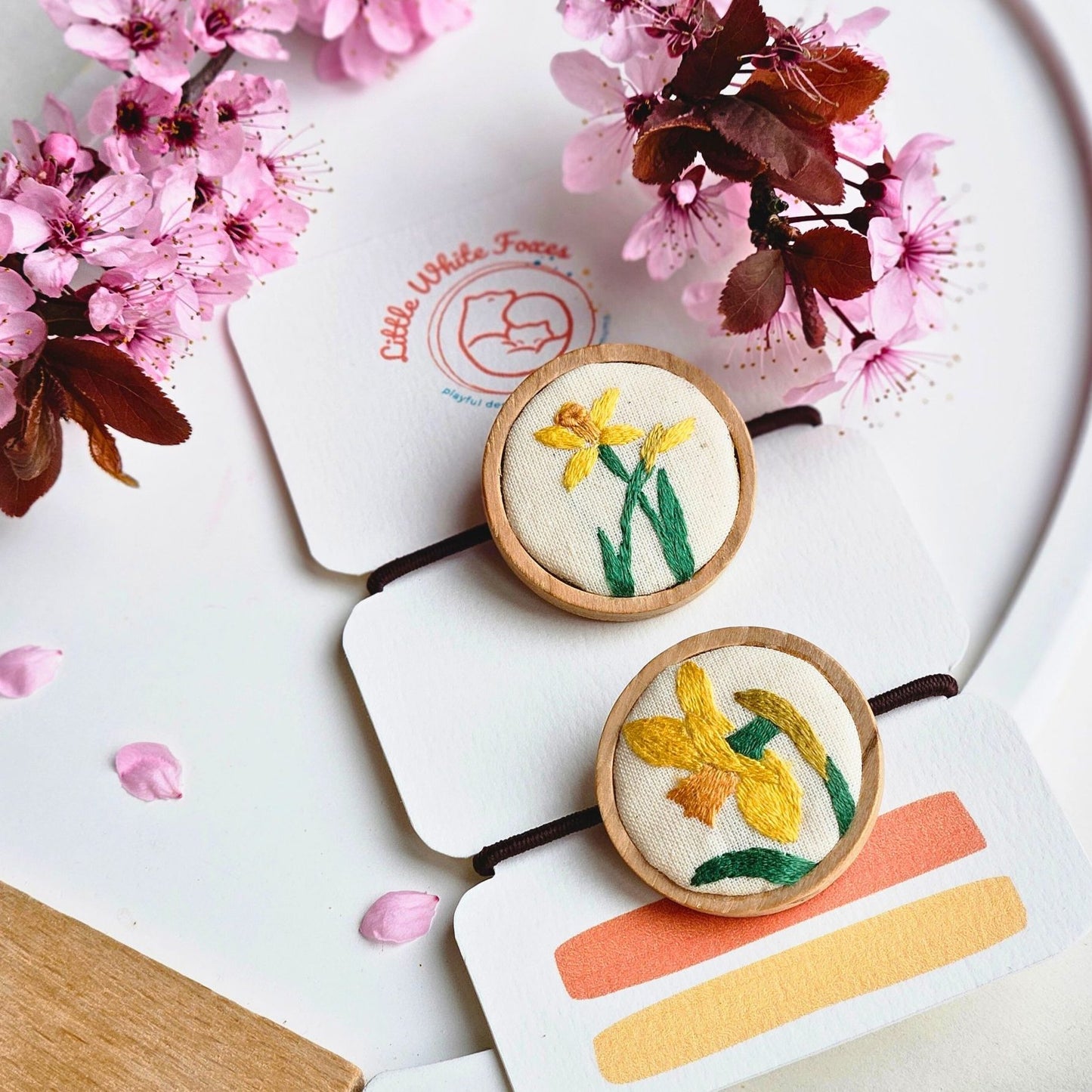 Embroidered Hair Ties Set of 2