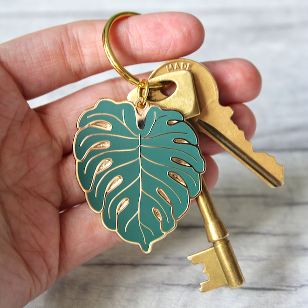 Green Monstera Deliciosa Leaf Keyring