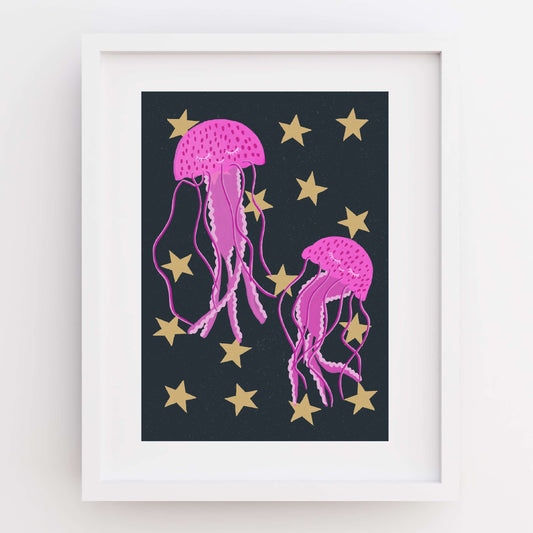 Pink Jellyfish Print A4
