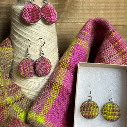 Small Drop Earrings Plaid Design