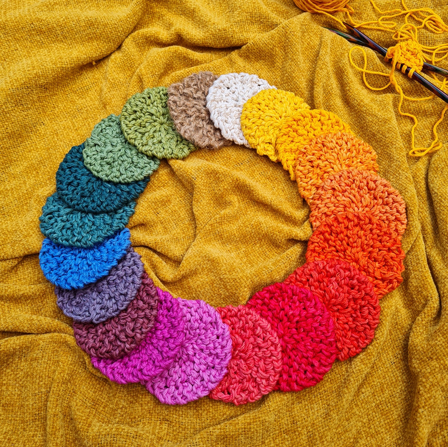Reusable Scrubbies Gentle Set of 5 Multicoloured Cotton Yarn