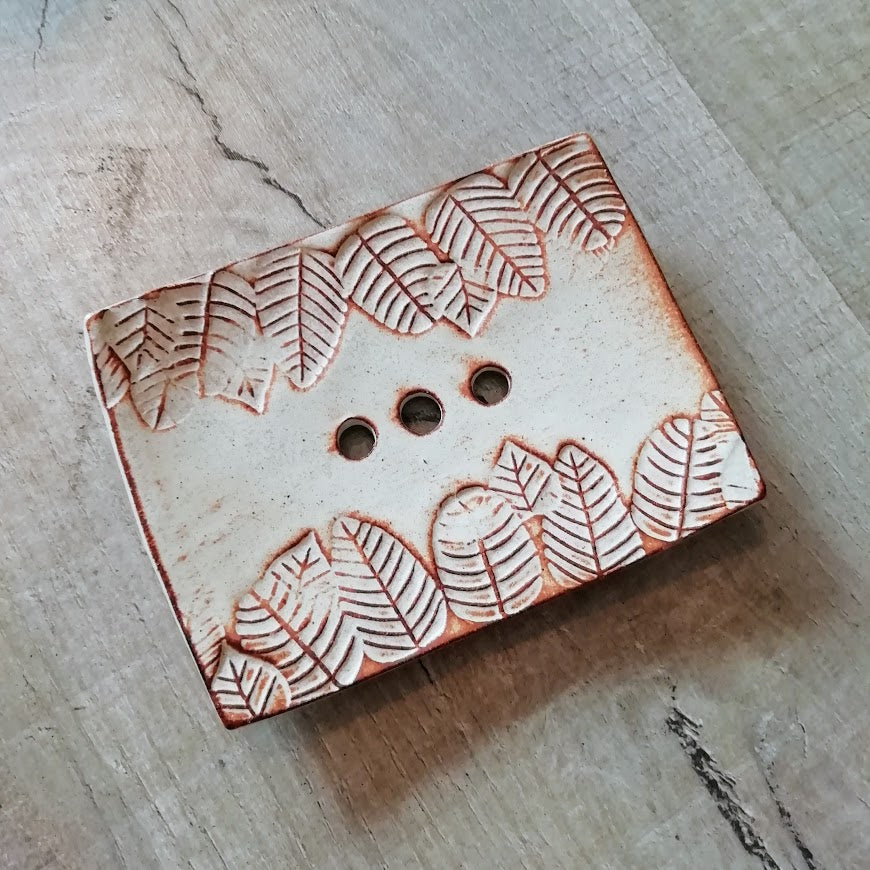 Small Red Soap Dish Leaf Design