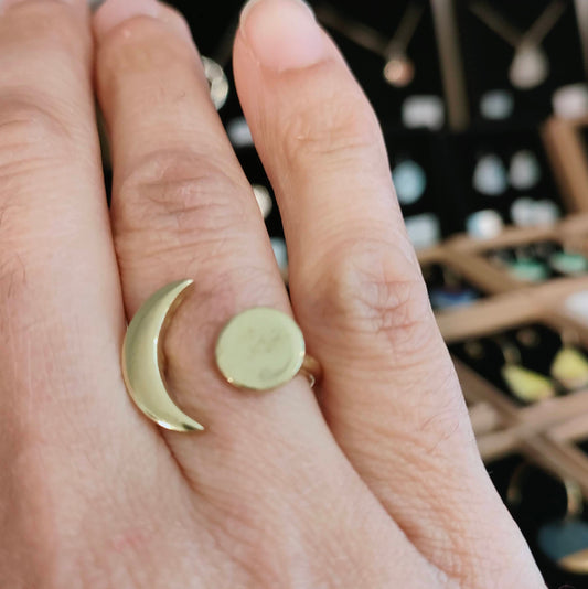 Brass Moon & Sun Ring