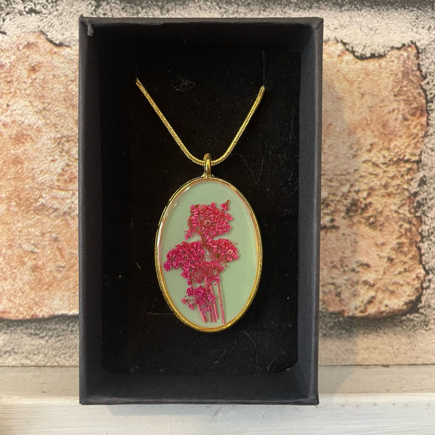 Dried Flower Resin Necklace in Gift Box