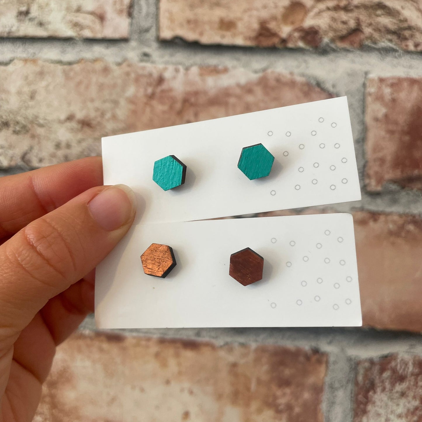 Mini Colourful Hexagon Studs