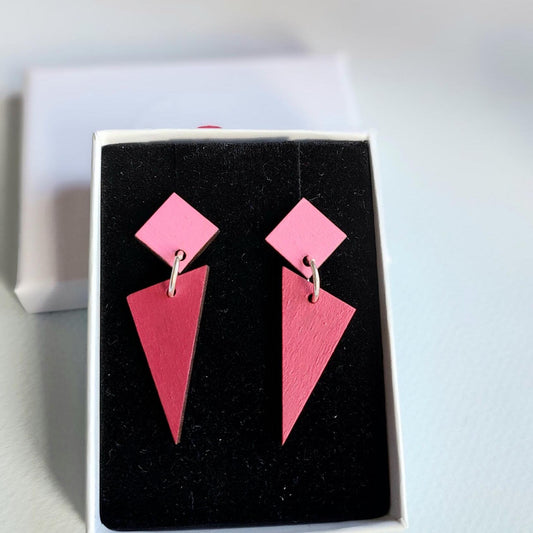 Two Tone Triangle Dangly Earrings