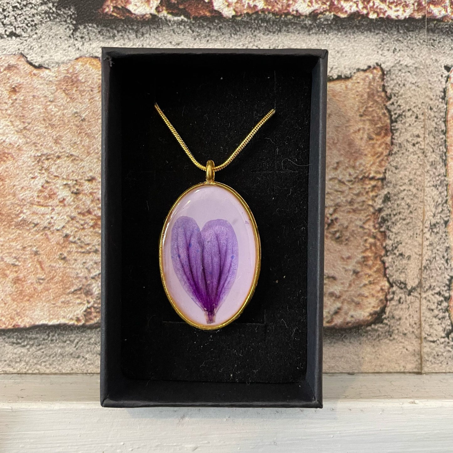 Dried Flower Resin Necklace in Gift Box