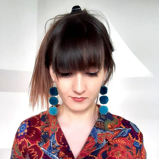 Triple Pompom Earrings - Various Colours