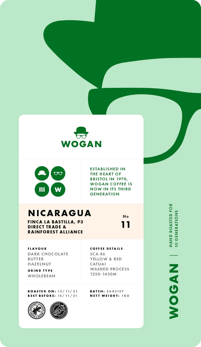 Wogan Coffee Nicaragua Filter & Cafetiere Ground 250g